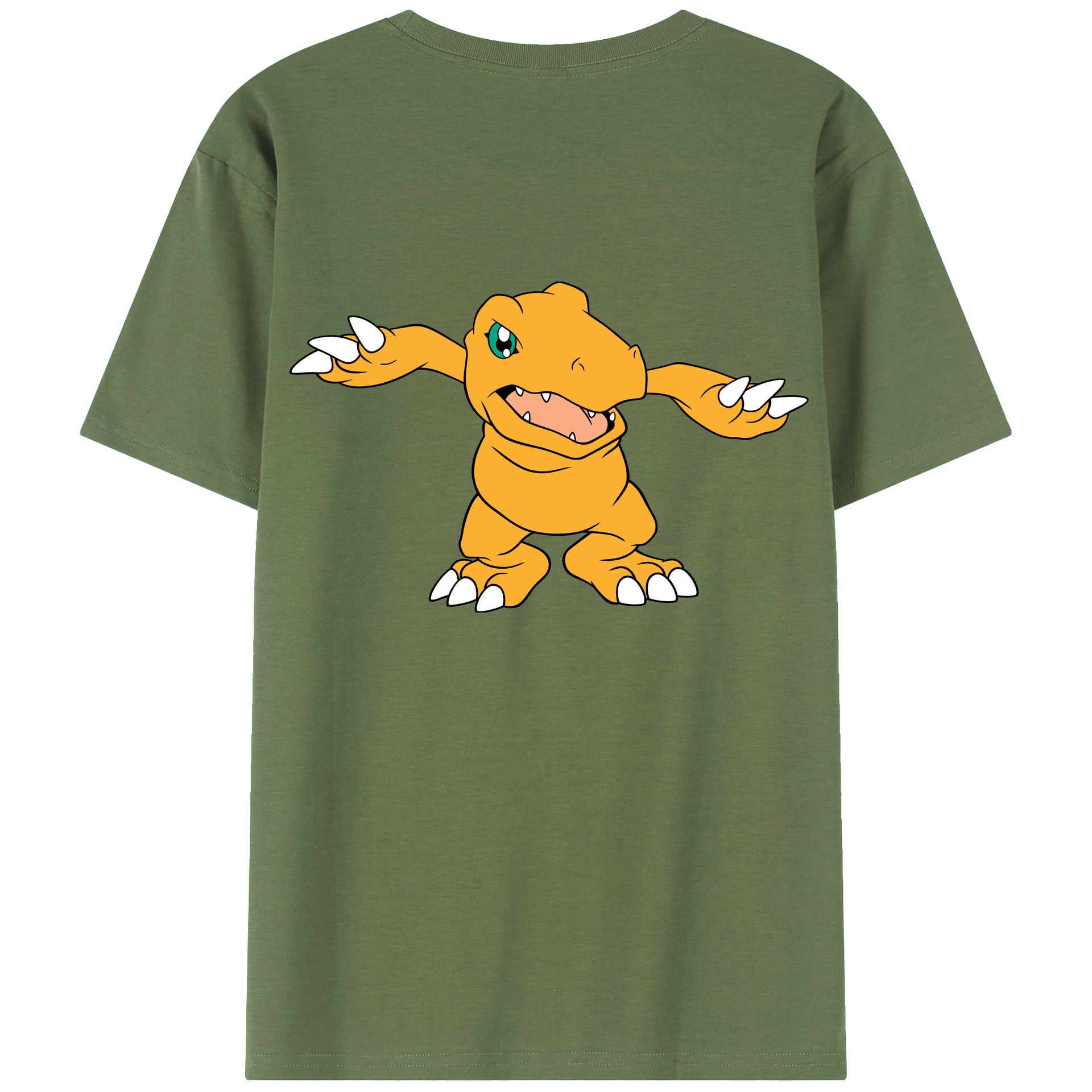 （画像用） Digimon デジタルモンスター/デジモン 綿100％ メンズ半袖Tシャツ（バックプリント） 通気性
